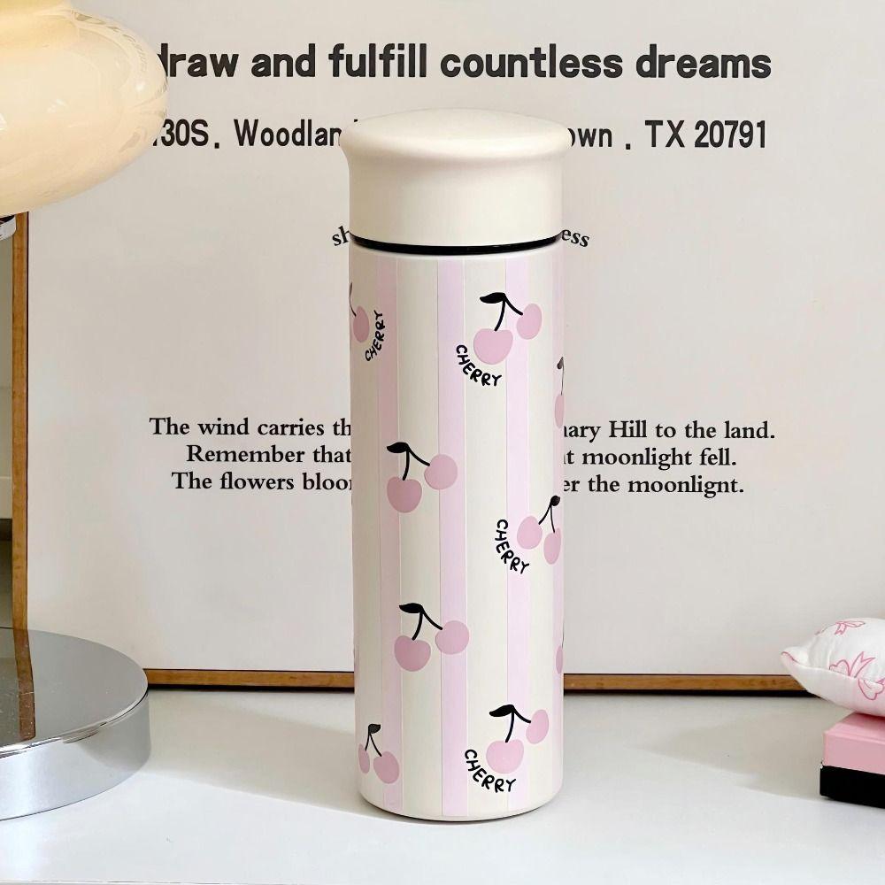 304 Stainless Steel Pink Bow Water Bottle Large Capacity Double-layer Water Cup  Sport