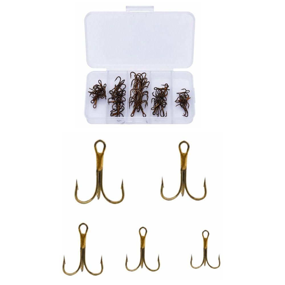 50PCS Strong Sharp Treble Hook Set High Carbon Steel Triple Fishing Hook  Trout Fishing