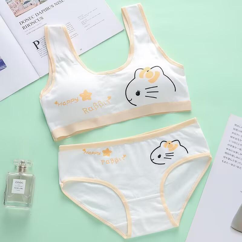 Puberty Students Bra Vest Brassiere Panties Teenagers Girls Lingerie Cotton Underwear Sets