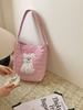 Cute Plush Puppy Women's Shoulder Bag Double-sided Ladies Love Quilted Handbags Large Capacity Female Book Tote Shopping Bags