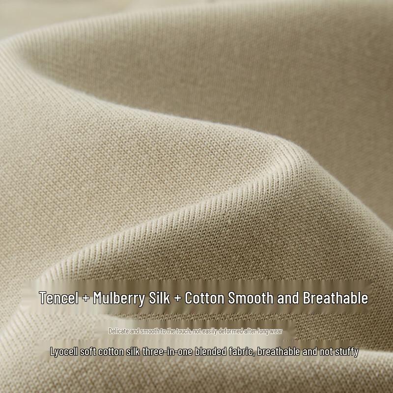 Zhuangji Men's Light Luxury Mulberry Silk Blend Round Neck T-Shirt