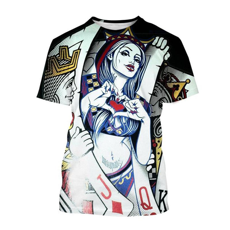 Футболка для мужчин в стиле ретро с 3D принтом в кости и покер, креативные крутые летние футболки с короткими рукавами, индивидуальная уличная футболка, топы, одежда