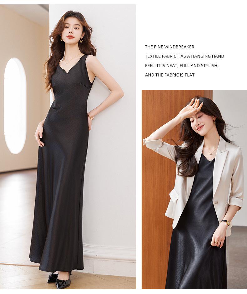 Женский костюм-двойка (блейзер и платье) из ацетатного сатина, для миниатюрных, - Коллекция Весна 2026