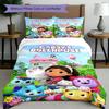 3pcs Duvet Cover Set (1*Duvet Cover + 2*Pillowcase, Without Core), Gabby's Dollhouse Print Bedding Set, Bedroom Decor, All‑Season, Birthday Gift