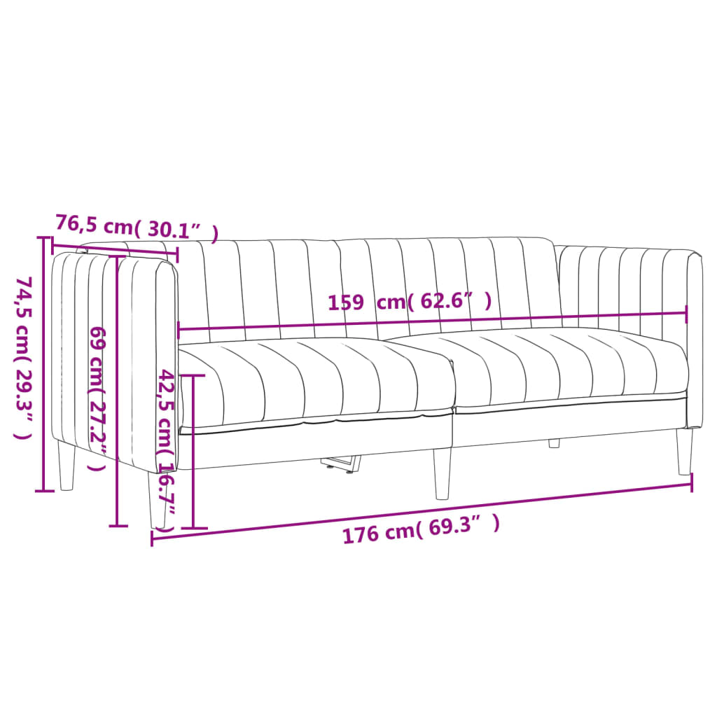2 Seater Sofa in Taupe Fabric
