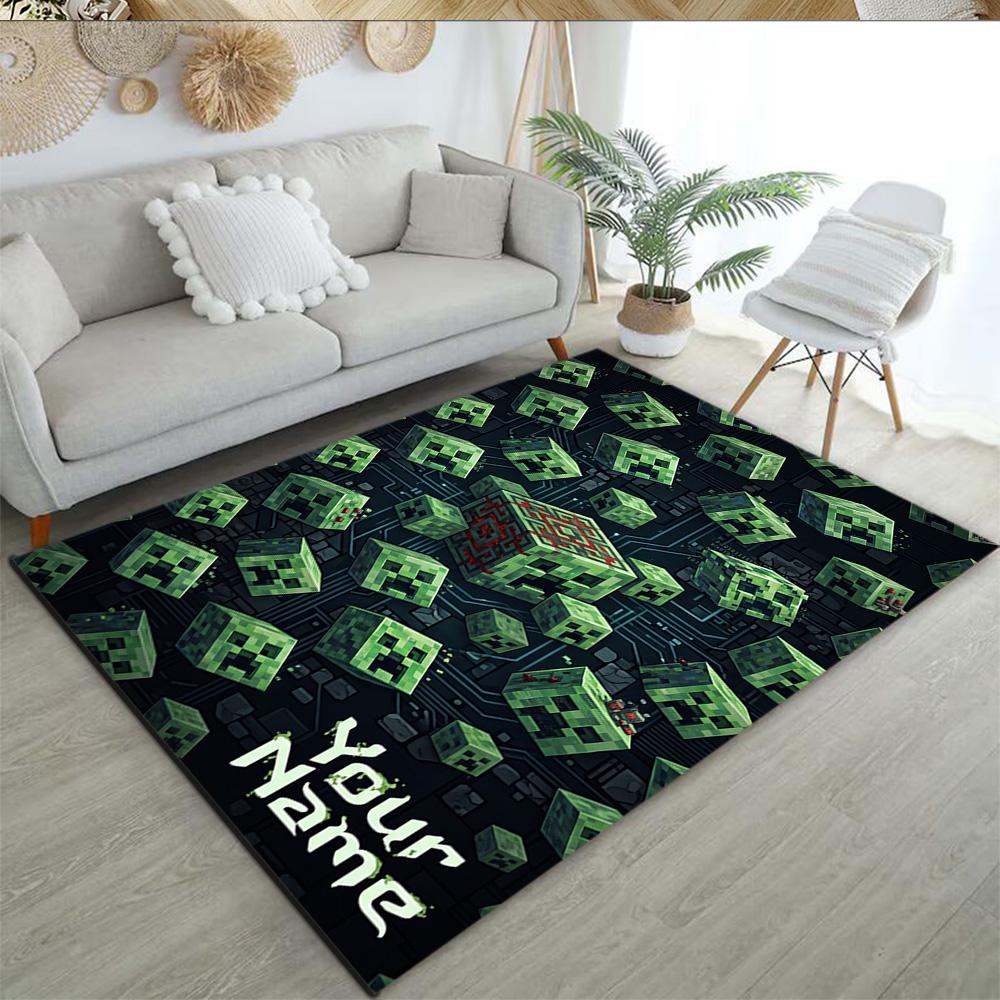 Minecraft Customize Text Floor Rug Office Rug Design For Balcony Decorate Room Study Room Outdoor Antislip Rug Anime Office Decor