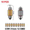 10 PCS C5W Festoon 31mm 36mm 39mm 41mm LED Bulb CANBUS 12V 7000K White Car Interior Dome Reading Lights License Plate Trunk Lamp