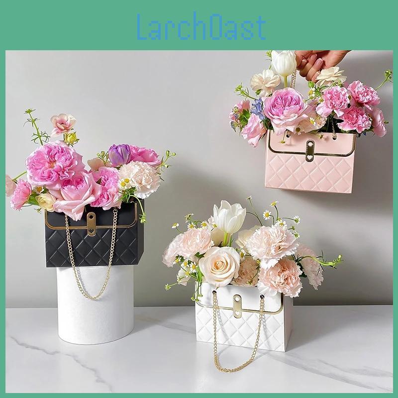 Hand Bag Shape Creative 4pcs Rose Flower Packaging Box Flower Shop Wedding Valentines Day Birthday Gift Wrapping Paper Bag Box
