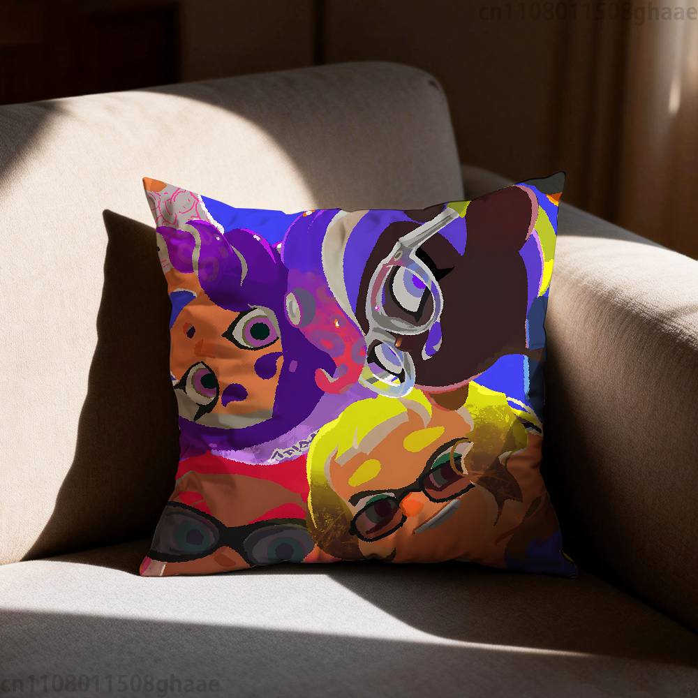 Чехол для подушки Splatoon Аниме Чехол от пылевых клещей Невидимая молния Шелковистый короткий плюш Чехол для диванной подушки