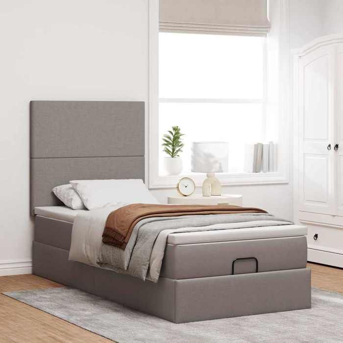Maison Exclusive - Lit ottoman avec matelas taupe 100x200 cm tissu