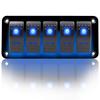zmayastar 5-Way Waterproof Boat Switch Panel, 12-24V DC, for Cars, Ships, and Marine Use, Model SP-CYKG-01