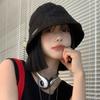 Summer Black Chic Bucket Hat For Women Versatile Japanese Korean Style Material Acrylic