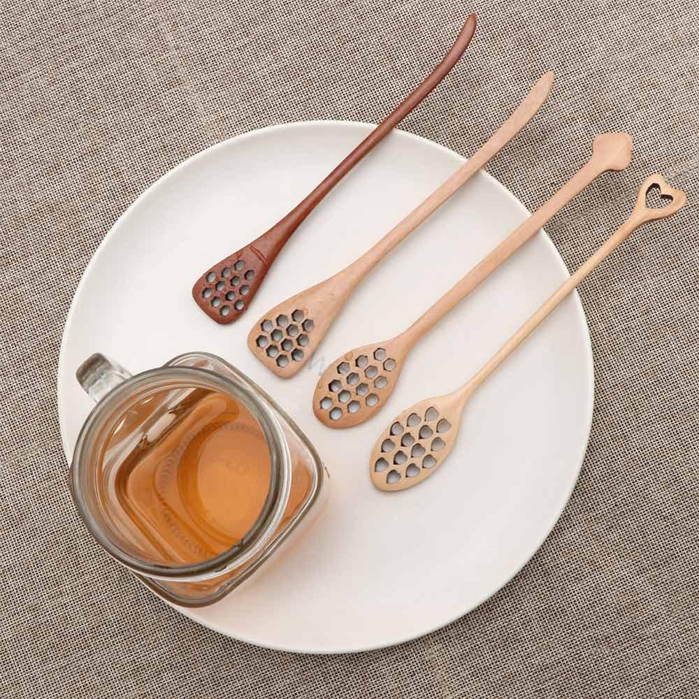 Cooking Home Wooden Handmade Saver Long Handle Stirrer Honey Dipper Spoon Mixing Stick