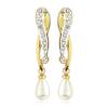Estele Gold Plated Splendid Pearl Drop Earrings with Austrian Crystals for Women