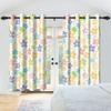 2Pcs Sun Colorful Flowers Window Curtain for Children's Bedroom Blackout and Heat Insulation Grommet Drapes Home Decoration