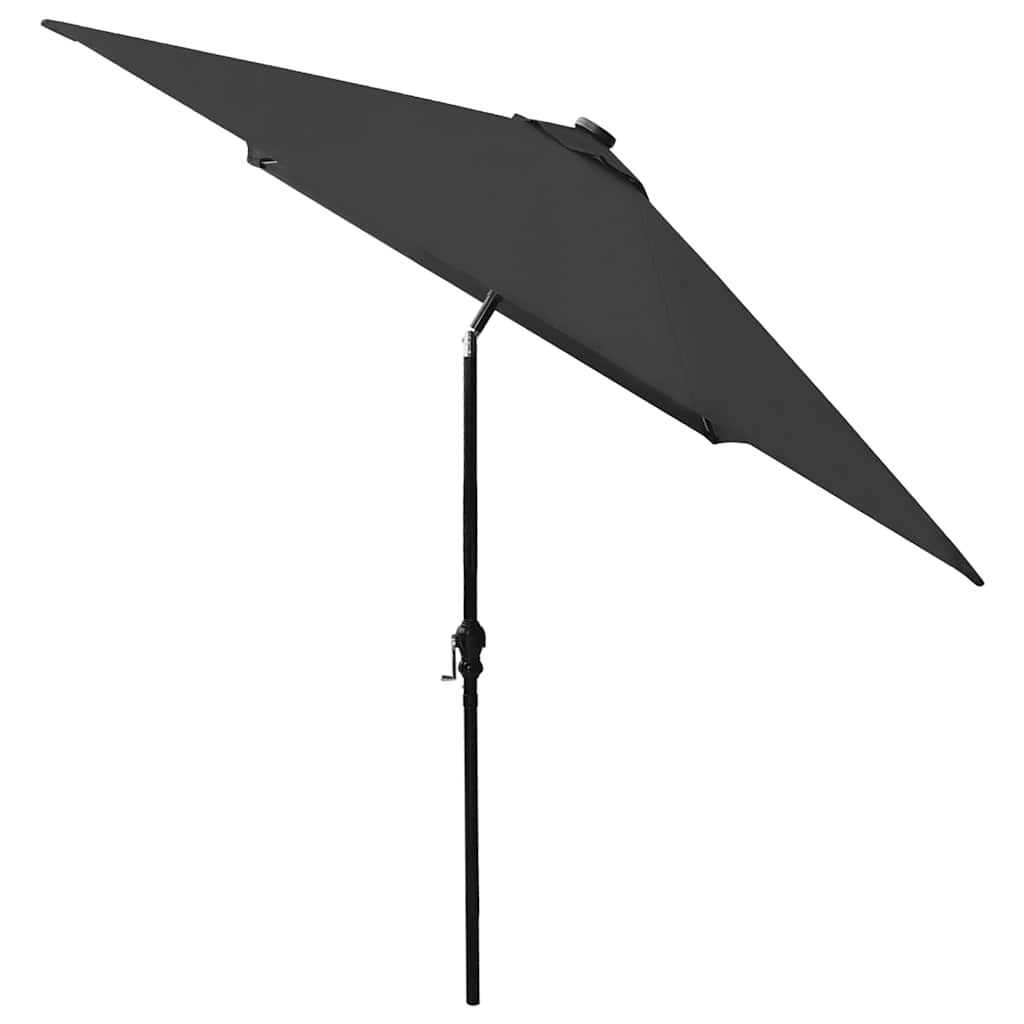 Solar powered LED Sun Umbrella with Steel Pole Black 2x3 m