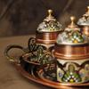 Турецкий кофейный сервиз, турецкий медный кофейный сервиз ручной работы, чашка эспрессо, медный кофейный сервиз, традиционный османский кофейный сервиз, арабский кофейный сервиз