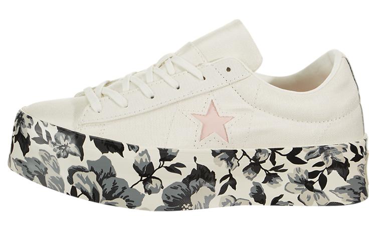 Converse Женские кеды на платформе с принтом быка из канваса Белый/Черный/Розовый 561767C