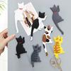 Fridge Sticker with Hook High Toughness 3D Realistic Cartoon Cat Design Refrigerator Sticker Decorative Fridge Accessory
