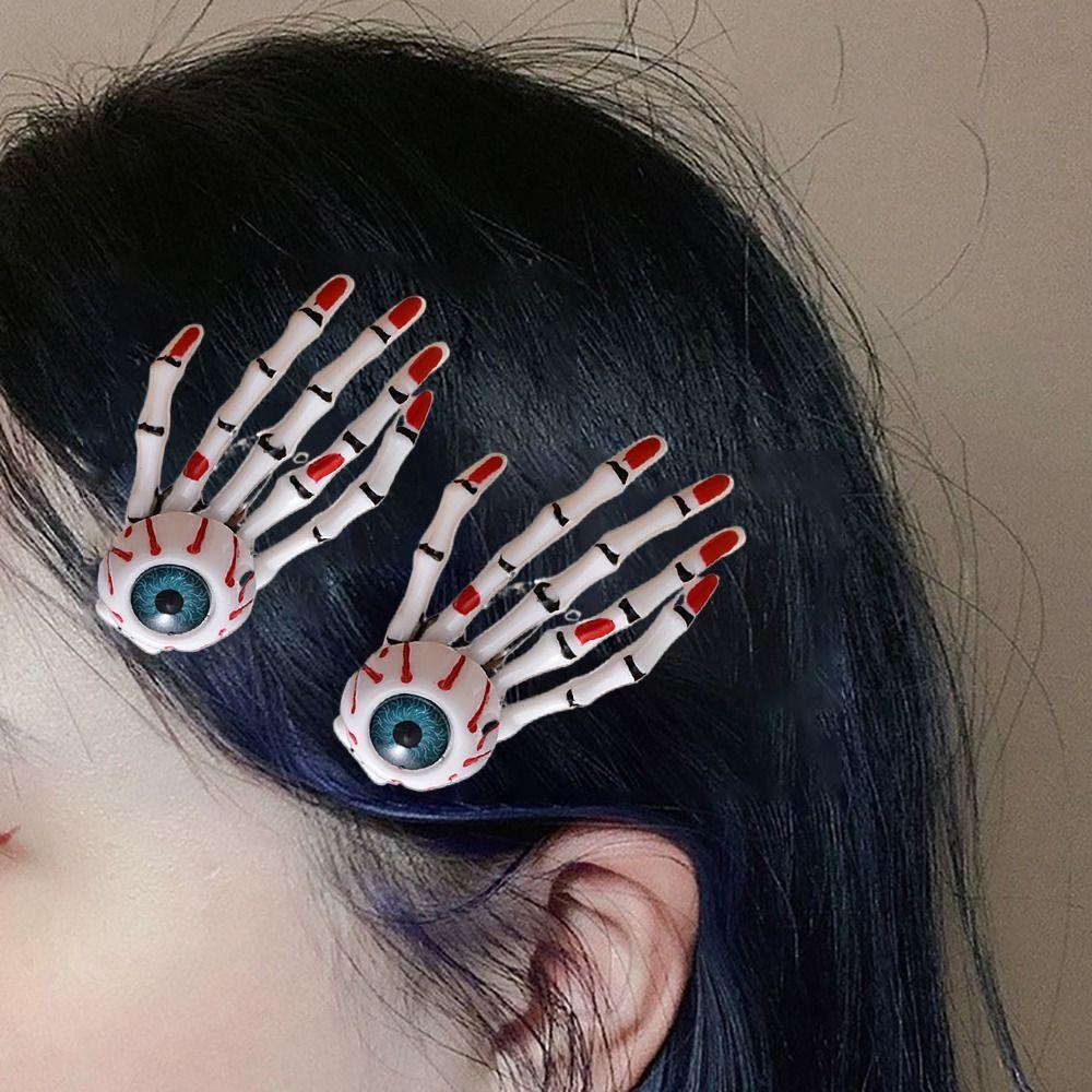 Hair Accessories Skeleton Hand Hair Clip Diamond Skull Clip Special Design Head Rope  Women Girl