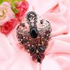 Women's Ethnic Hollow Flower Retro Brooch Antique Gold Color Circular Resin Scarf Corsage Light Jewelry Gift