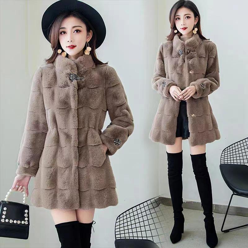 Danish Mink Faux Fur Coat for Women In Korean Slim Fit Style, Perfect for Autumn and Winter.