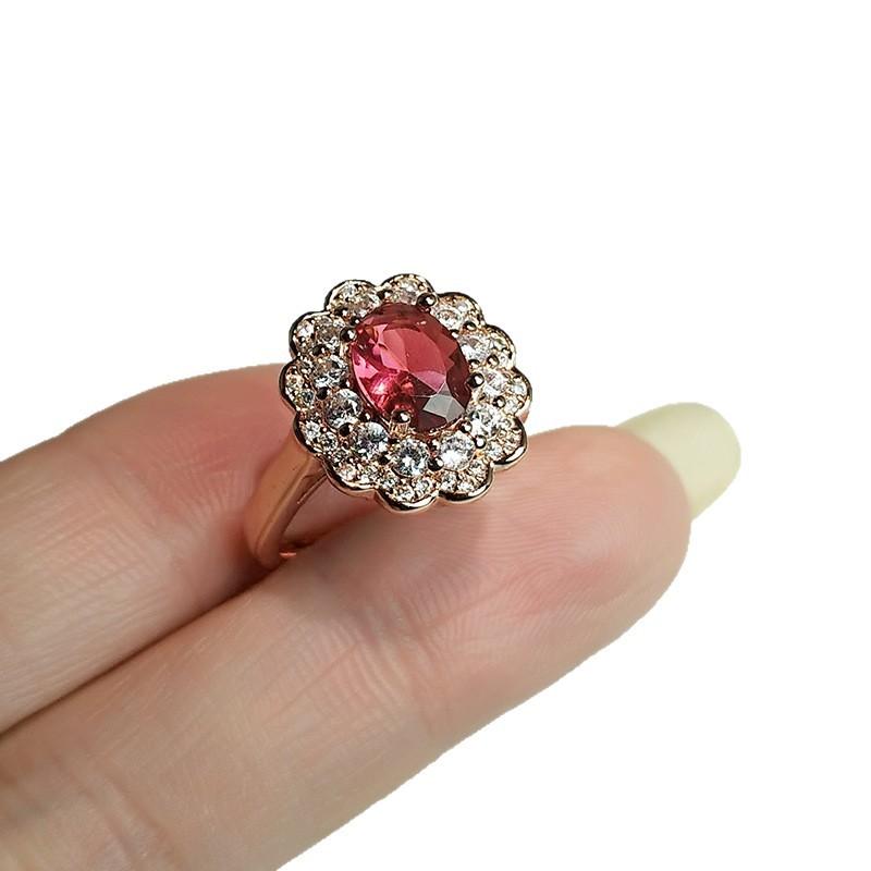 Кольцо Имитация Королевского Сапфира Женское Полностью Красный Камень Цветок Цветной Сокровище Живой Желтый Бриллиант
