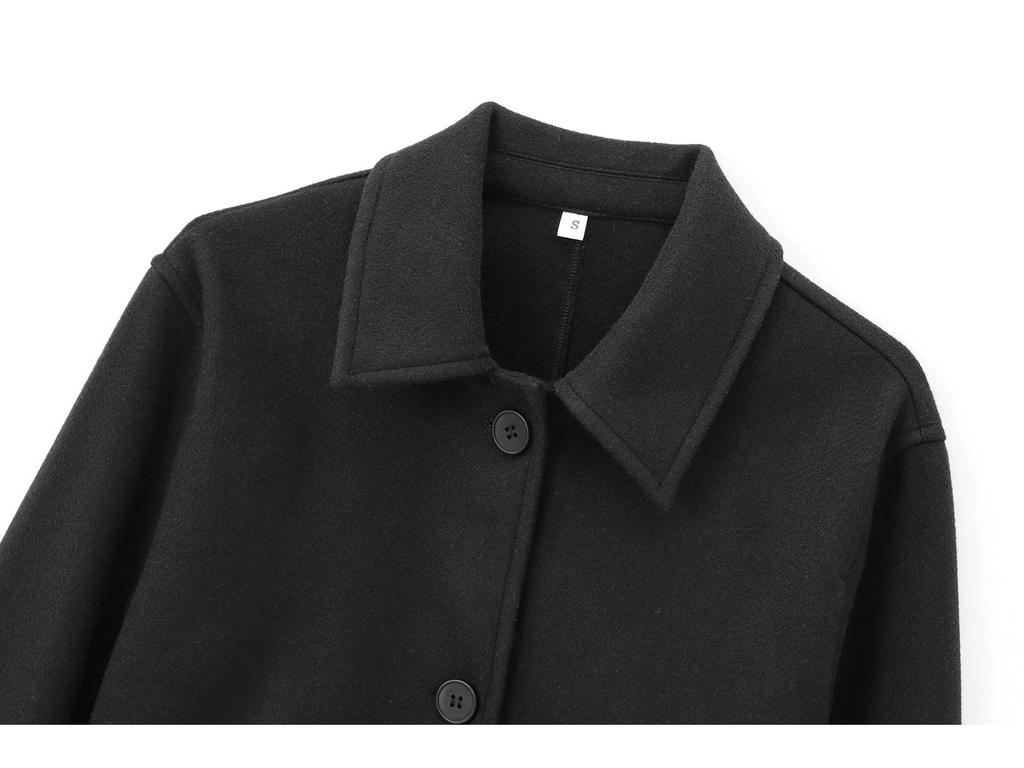 Женское пальто в европейском и американском стиле, осень/зима 2024, с мягким лацканом и длинными рукавами, с деталью в виде кармана