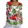 Women's Fashion Casual Knit Sweater Button-Up Christmas Print Cardigan Jacket
