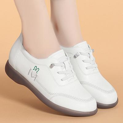 Винтажные мягкие кожаные женские повседневные легкие туфли на плоской подошве для спорта на открытом воздухе, кроссовки для ходьбы, лето-осень