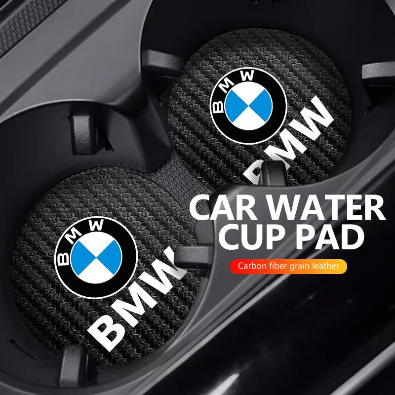 MXUI1 2pcs Car Water Cup Mats Carbon Fiber Coaster Non-Slip Pad For BMW M Performance E36 E46 E60 E90 E91 E92 E93 F30 F20