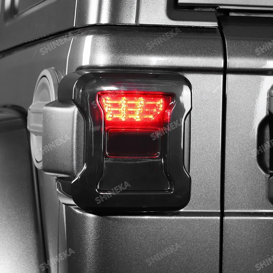 SHINEKA Car Rear Tail Light Lamp Taillight Decoration Cover for Jeep Wrangler JL 2018 2019 2020 2021 2022 2023 2024+ Accessories