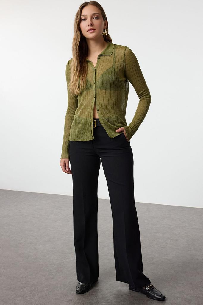 Женский модный стильный кардиган, черный пряжа премиум-класса, специальная пряжа, прозрачный трикотаж, кардиган