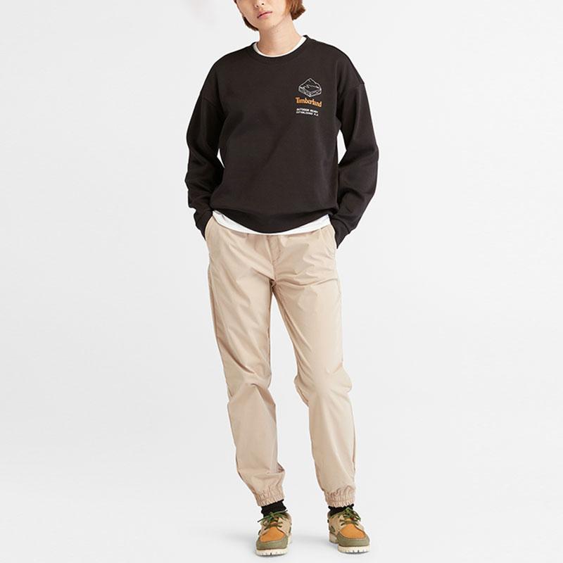 Timberland Свитшот с круглым вырезом и принтом логотипа, длинный рукав, женская толстовка, черный цвет A6AFS-001