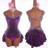 Pole Dancing Latin Dance Dress Steel Pipe Girl Costumes Skirt Performing Dress Adult Customize Children Stretch Velvet Wine  Red