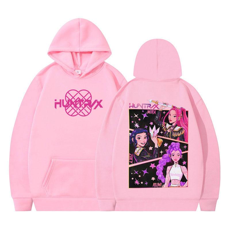 KPOP Demon Hunters Double-sided Print Hoodies Men's Women Harajuku Pullover Long-sleeved Aesthetic Casual Oversized Sweatshirt