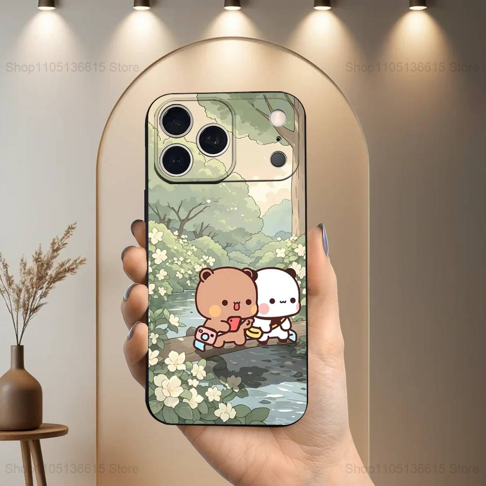 Милый Чехол Для Телефона B-BuBu D-DuDu Для iPhone 17,16,15,14,13,12,11,Plus,Pro Max,XS,X,XR,SE,Mini,8,7,Мягкий Силиконовый Черный Чехол