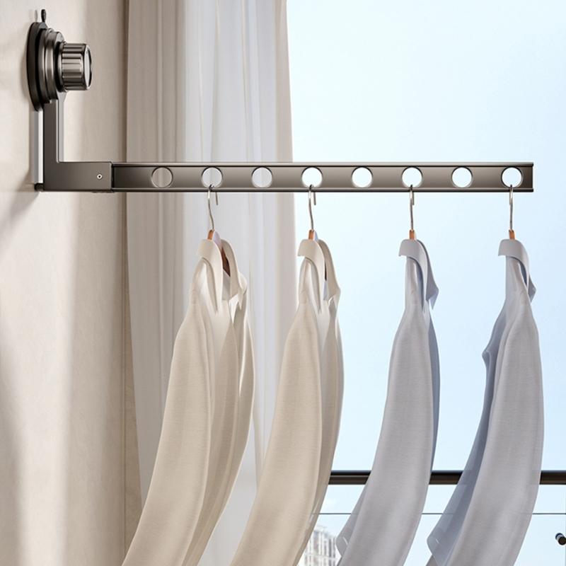 Secure Suction Cup Hanger Drying Rack Durable Aluminum Clothes Hanger For Balcony Or Bathroom Without Damaging Walls