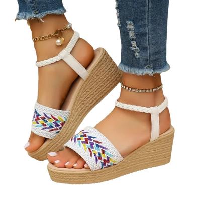 Мода Новые Летние Богемные Стильные Большого Размера Женские Ретро Плоские Сандалии Модные Женские Повседневные Пляжные Сандалии Оптом Женские Сандалии на Т-образном ремешке