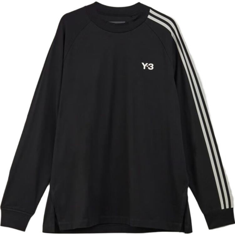 Y-3 Striped Logo Long Sleeve T-Shirt Unisex Tops Black H44800