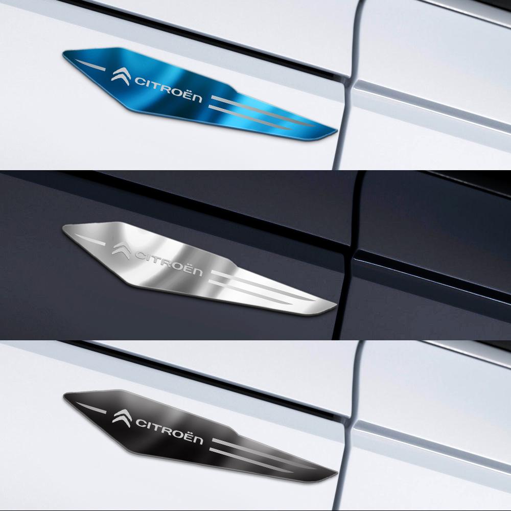 POOR1 2pcs Metal Side Wing Car Badge Emblem Stickers For Citroen C4 C3 C5 C1 C2 DS3 Berlingo Celysee C6 VTS Picasso Auto Accessories