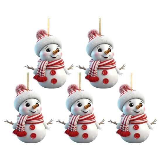 Yousheng 5 шт. Рождественский снеговик, украшение 2D, плоский акриловый снеговик, подвесное украшение, мультяшный снеговик, подвеска для рождественской елки, каминная дверь, декор