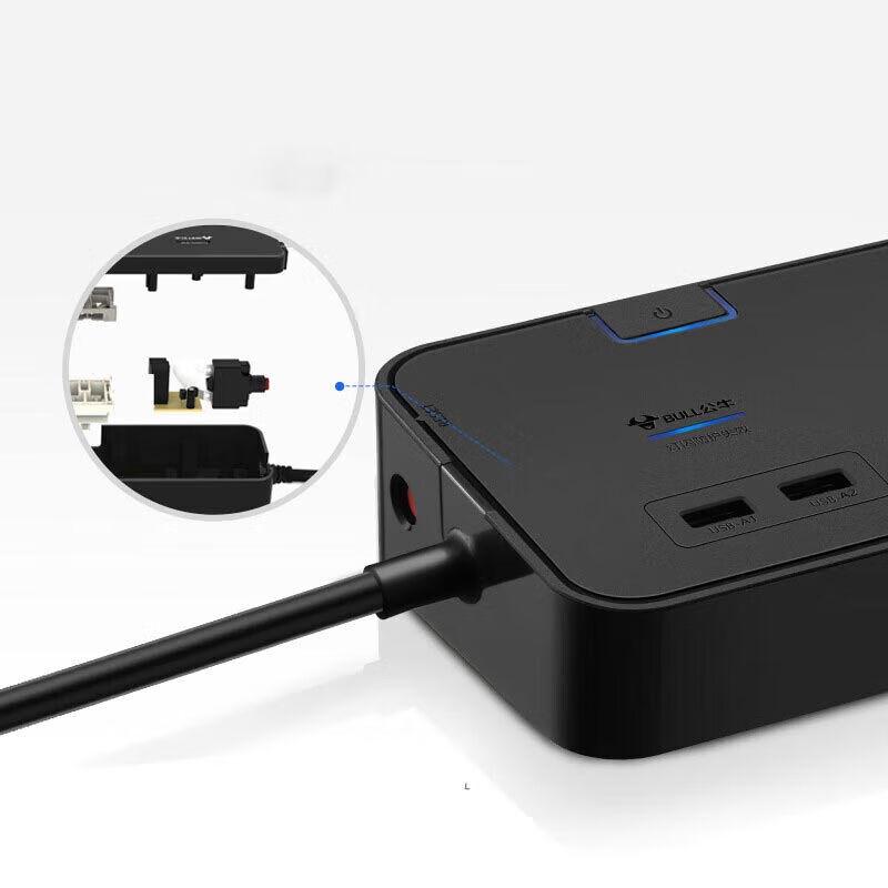 BULL Удлинитель с защитой от перенапряжения, 6 розеток и 2 USB-порта, 5 м