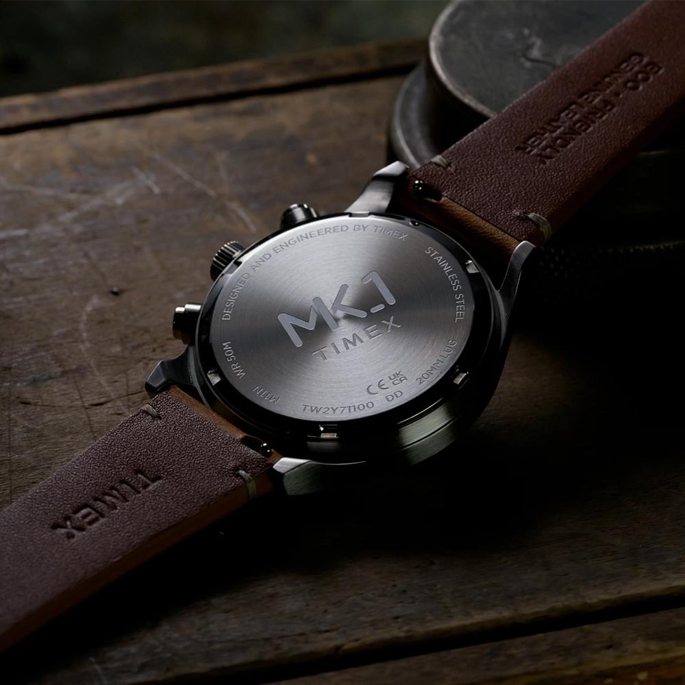 TIMEX MK1 Хронограф Коричневый Кожаный Военные Часы 40мм TW2Y71100