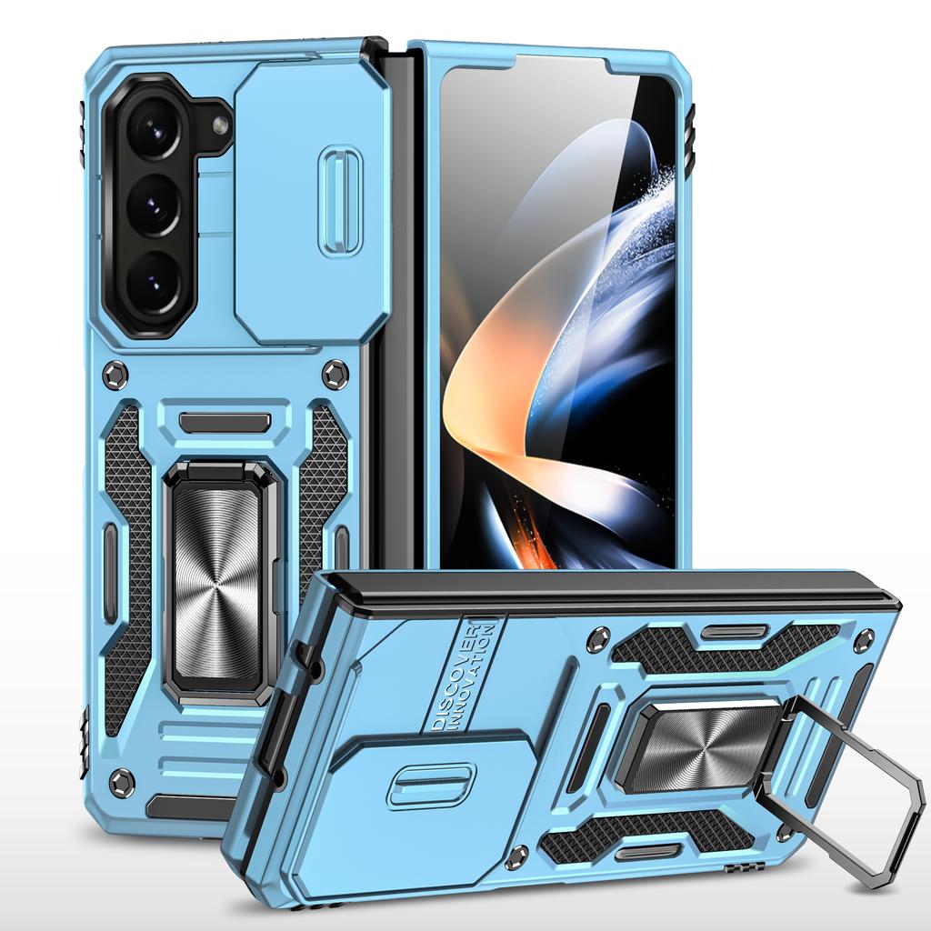 Armor Series For Samsung Galaxy Z Fold6 5G Kickstand Case Slide Lens Cover PC+TPU Phone Shell