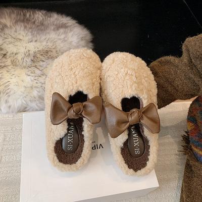 Обувь Мао Мао женская платформа верхняя одежда осень и зима новая бант леопардовый принт один педаль бархатные бобы обувь