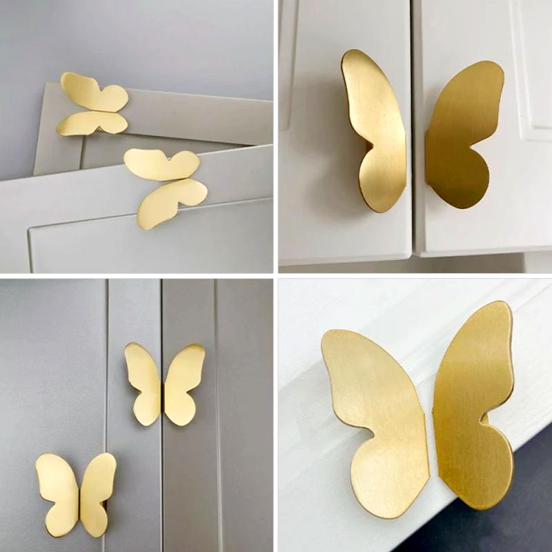 2 шт. Крючок для шкафа Кухня Мебель для дома Бабочка Дверная ручка Декор Ручка для ящика Латунная ручка Гардероб Комод