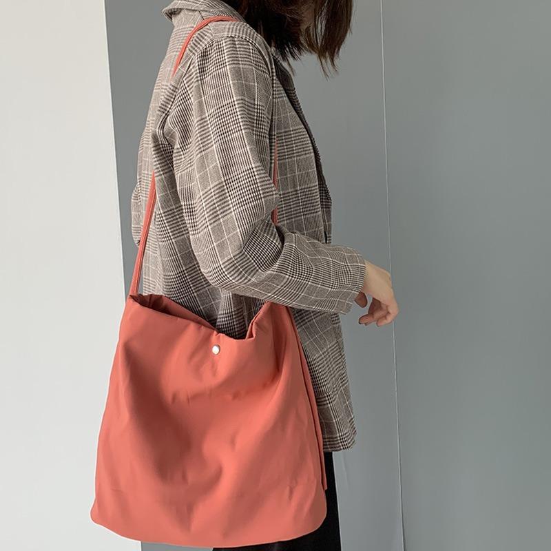 Сумка-тоут Холщовая Однотонная Простая Конфетного Цвета Женская На Одно Плечо