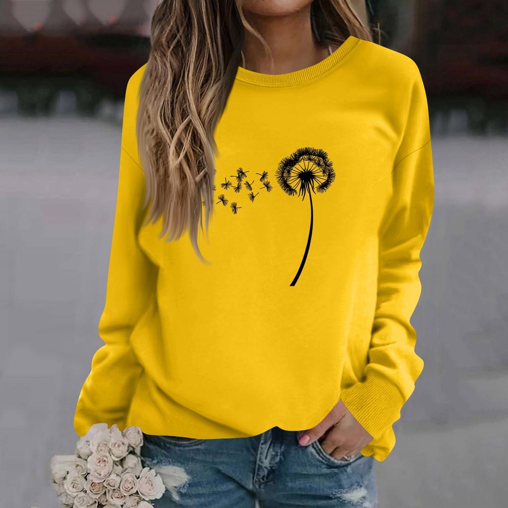 Женская модная повседневная толстовка с длинным рукавом и круглым вырезом с принтом