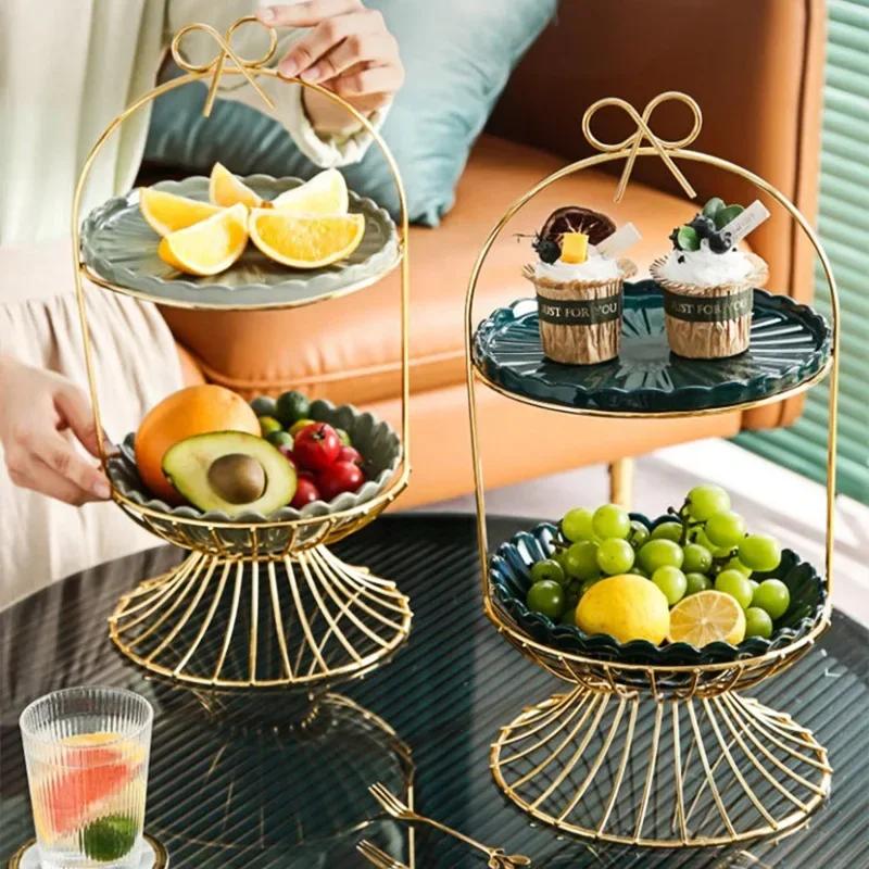 2-слойная креативная подставка для торта, поднос для фруктов, блюда для подачи конфет, закусок, фруктовое блюдо, рождественский декор, хранение продуктов